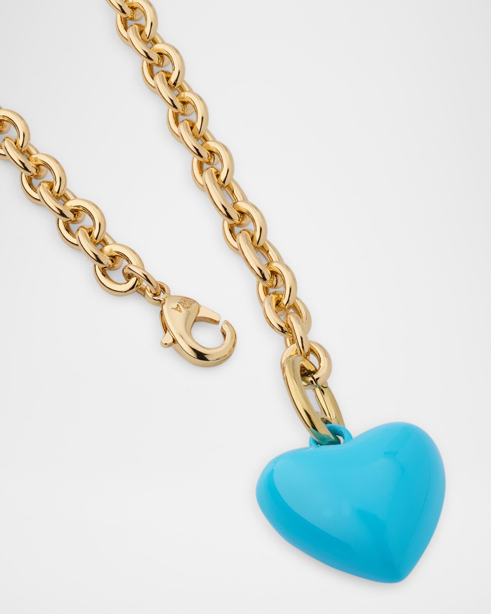 The Mini Puffy Heart Necklace, Turquoise Product Image