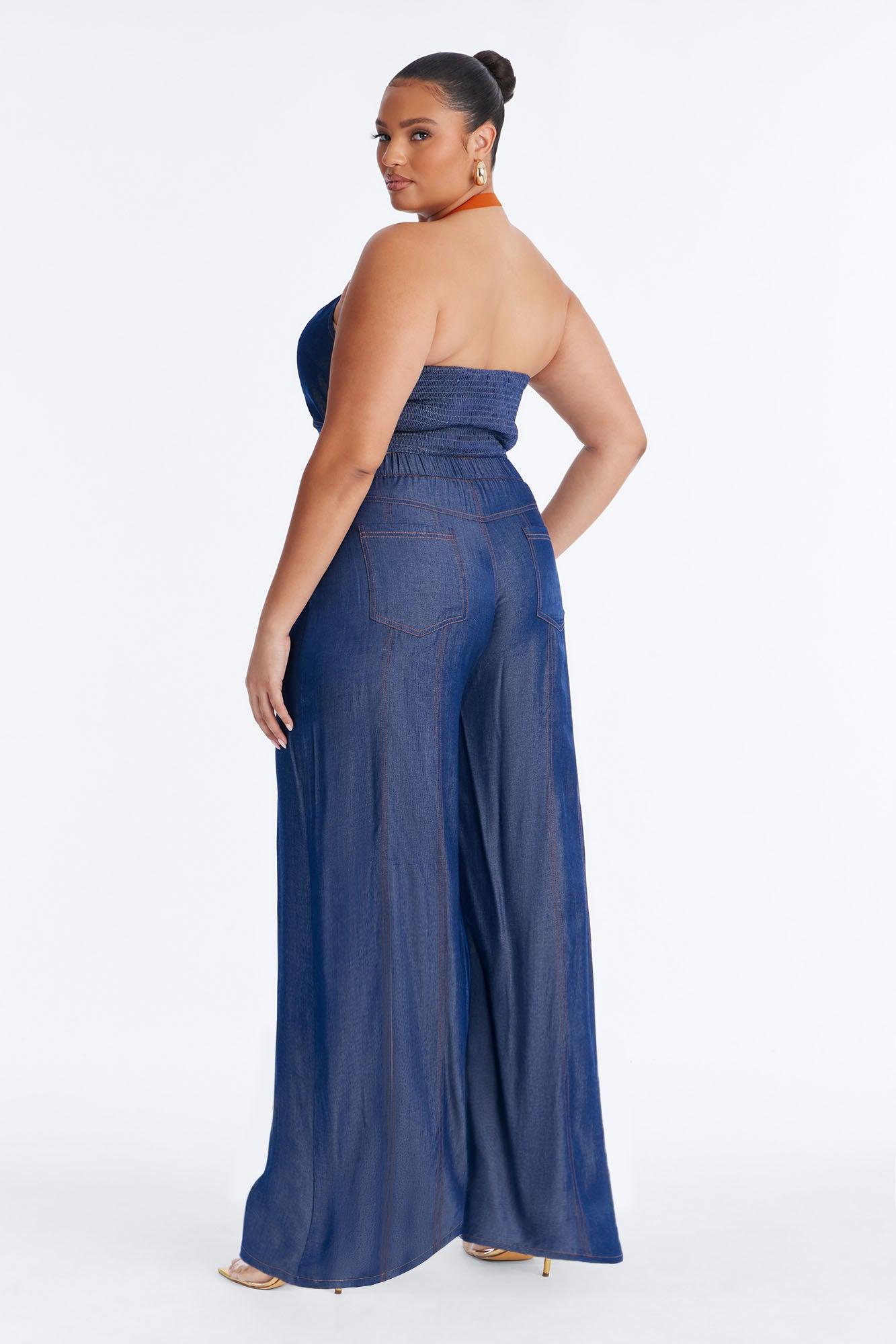 Rosemarie Halter Pant Set - Blue Female Product Image