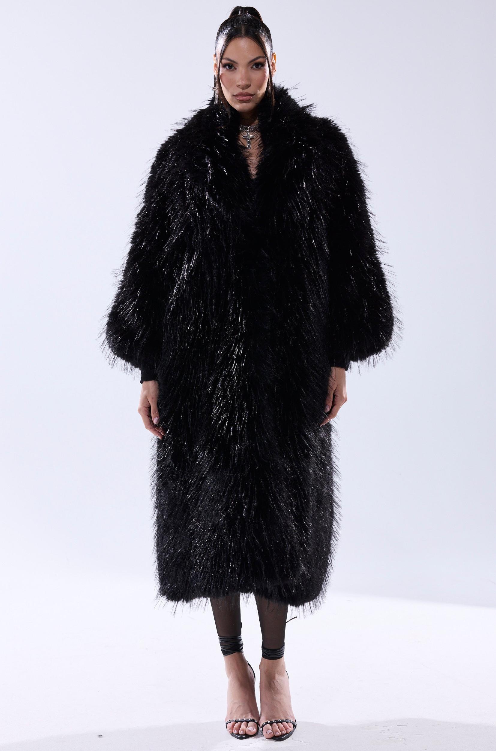 TSUNAMI FAUX FUR COAT IN BLACK Product Image