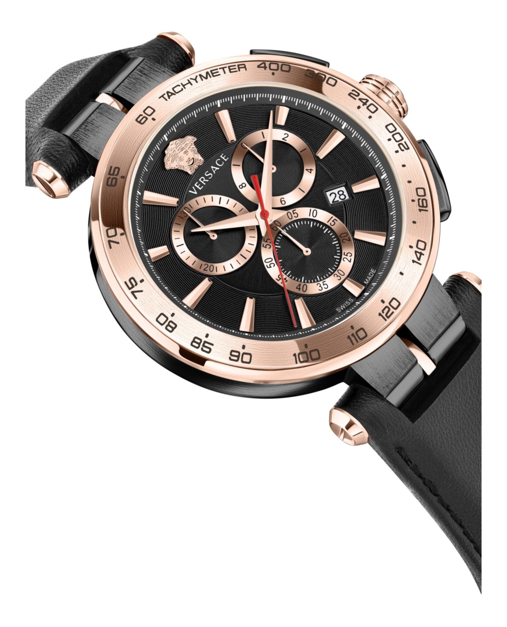 Versace Aion Chrono Leather Watch Male Product Image