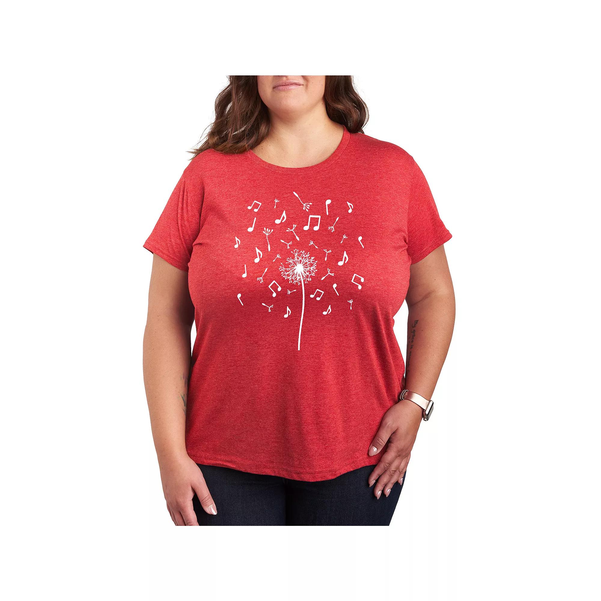 Plus Music Note Dandelion Graphic Tee, Women's,  Product Image