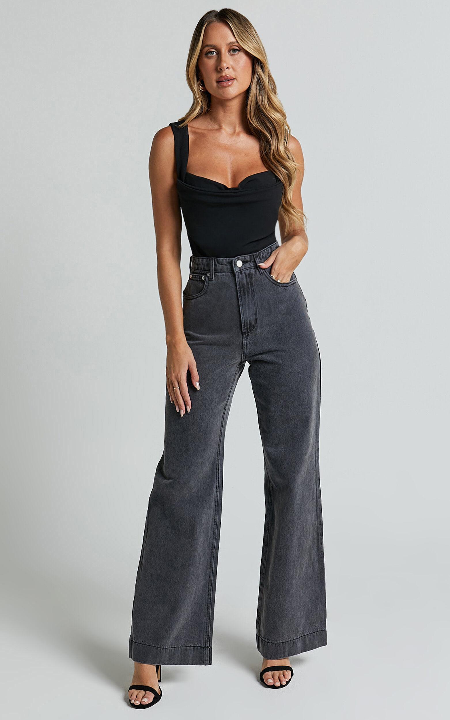 Donna Top - Cowl Neck Corset Top in Black Product Image