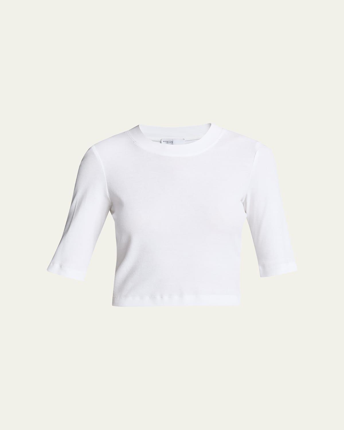 Cotton Cropped-Sleeve T-Shirt Product Image