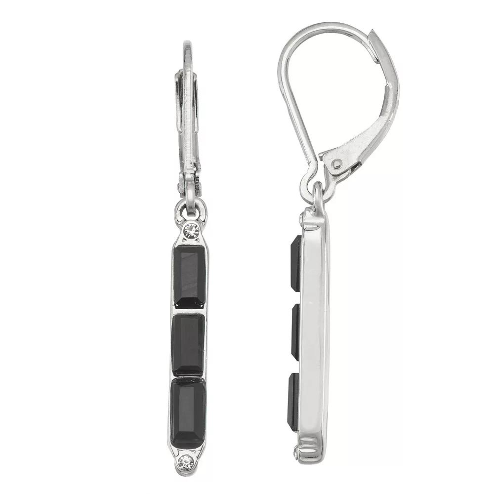 Simply Vera Vera Wang Silver Tone & Jet Simulated Crystal Linear Drop Earrings, Women's, Clear Product Image