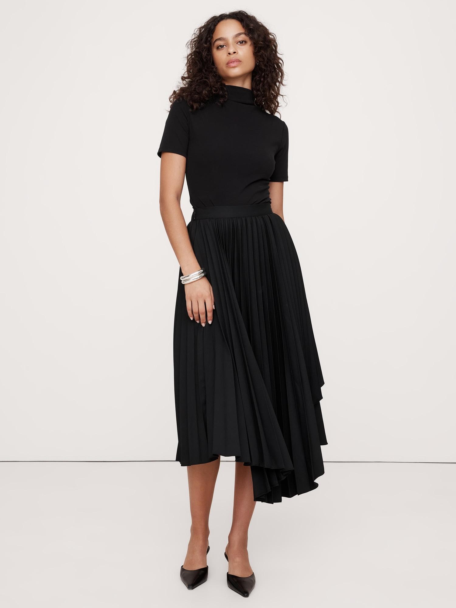 Pleated Asymmetrical Midi Skirt Product Image