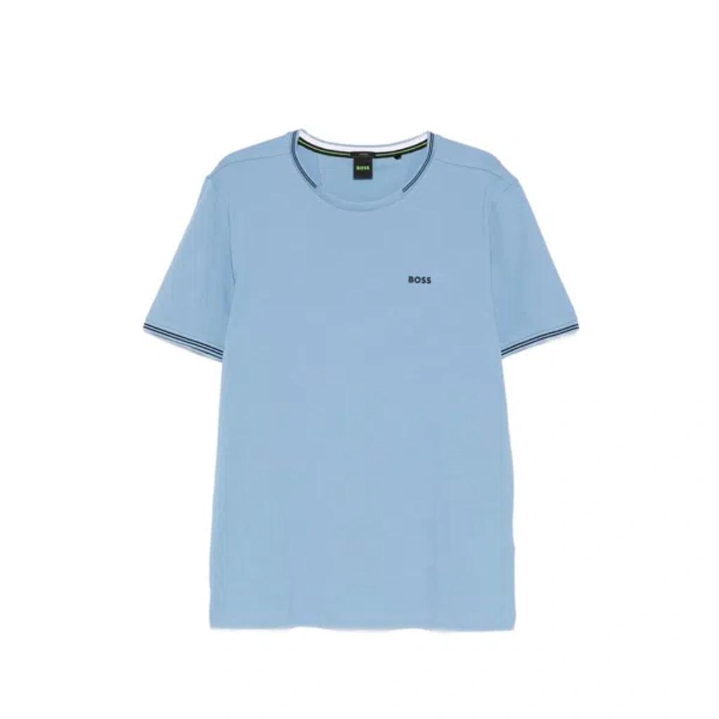 HUGO BOSS Striped-trim T-shirt In Blue Product Image