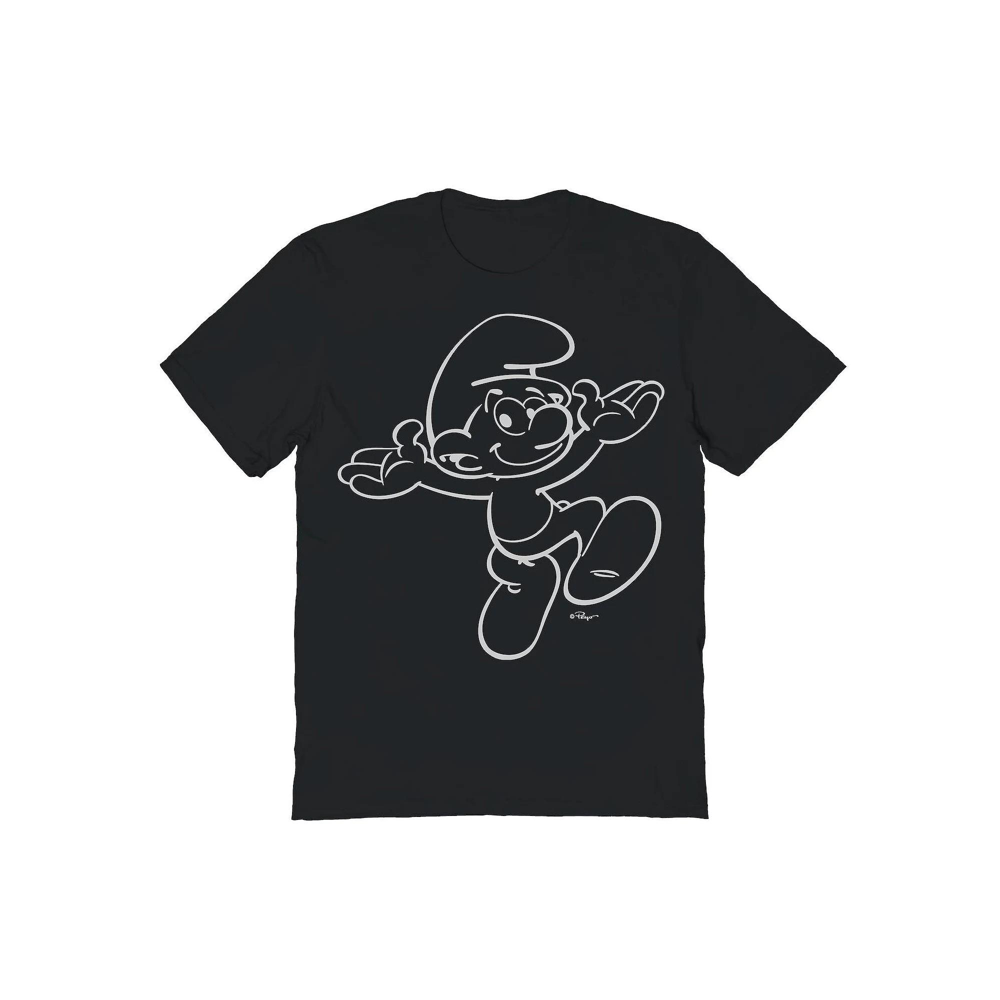 Men's Smurfs Shrugging Smurf 1 Graphic Tee, Size: Large, Black Product Image