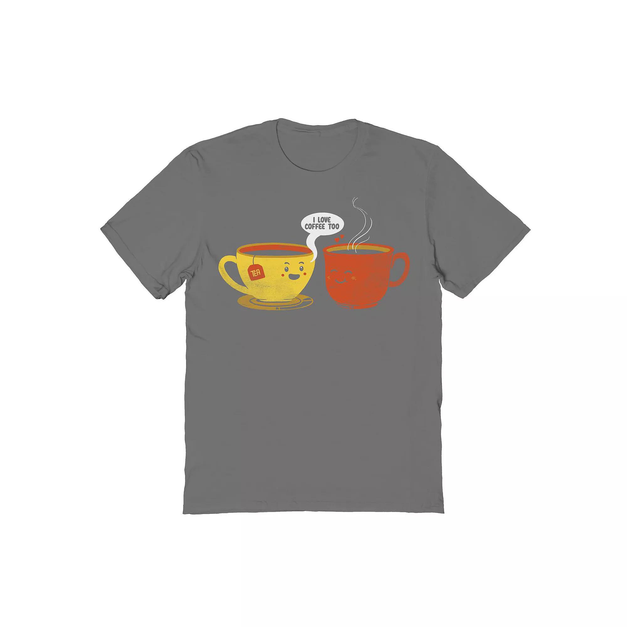 Men's I Love Coffee Too Valentine's Graphic Tee, Size: Medium, Grey Product Image