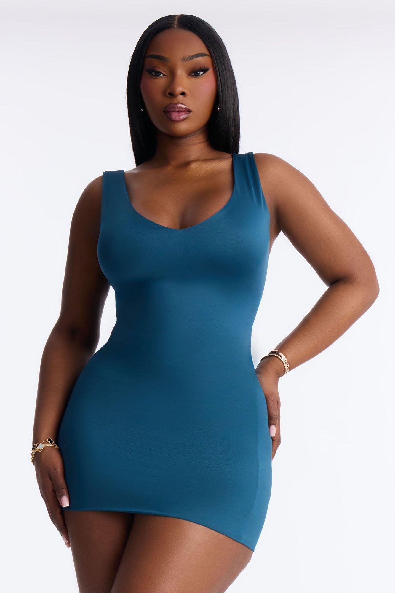 Contour Double Lined V Neck Bodysuit - Teal Female Product Image