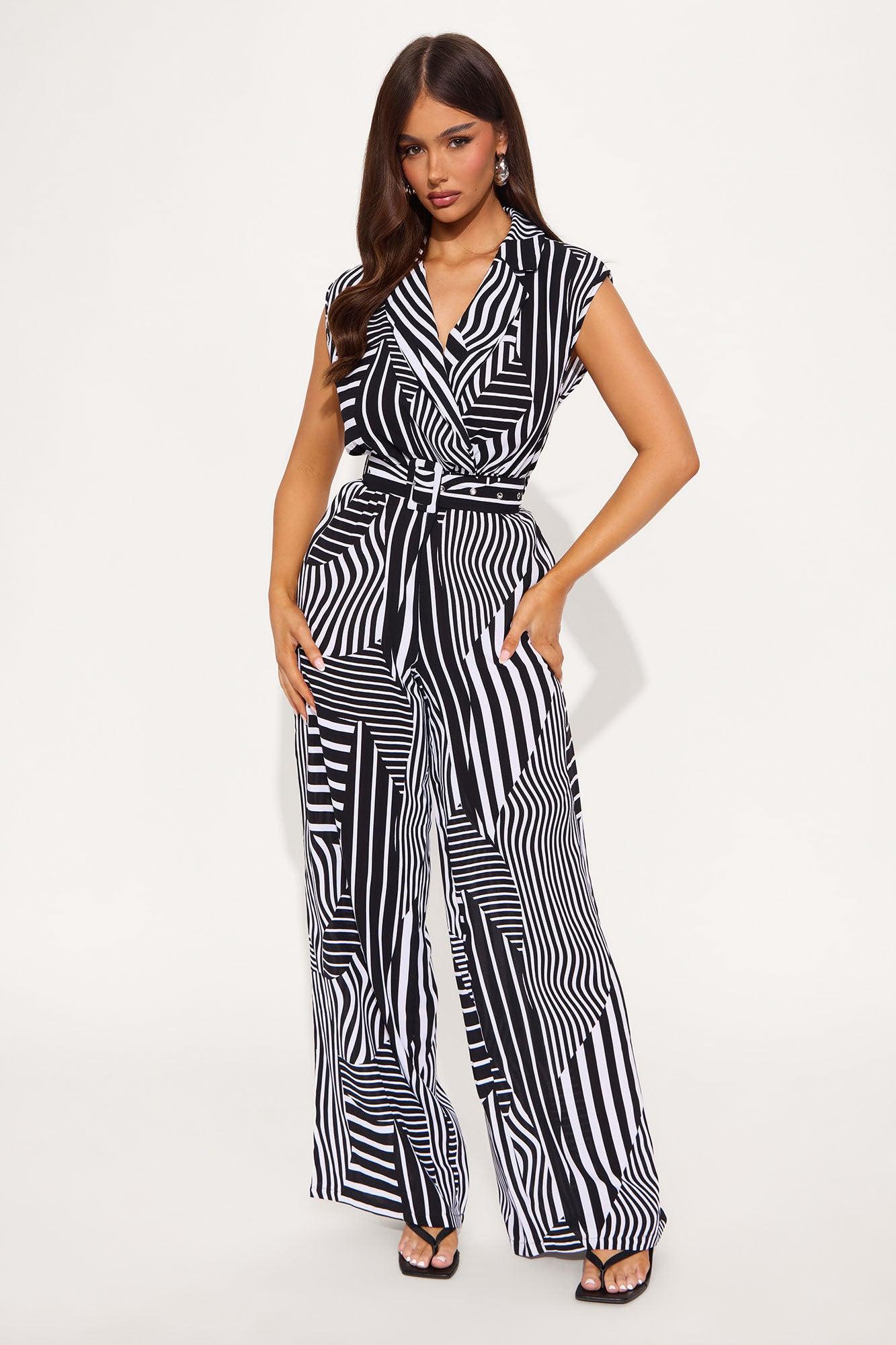 Sunny Days Ahead Jumpsuit - White/Black Product Image