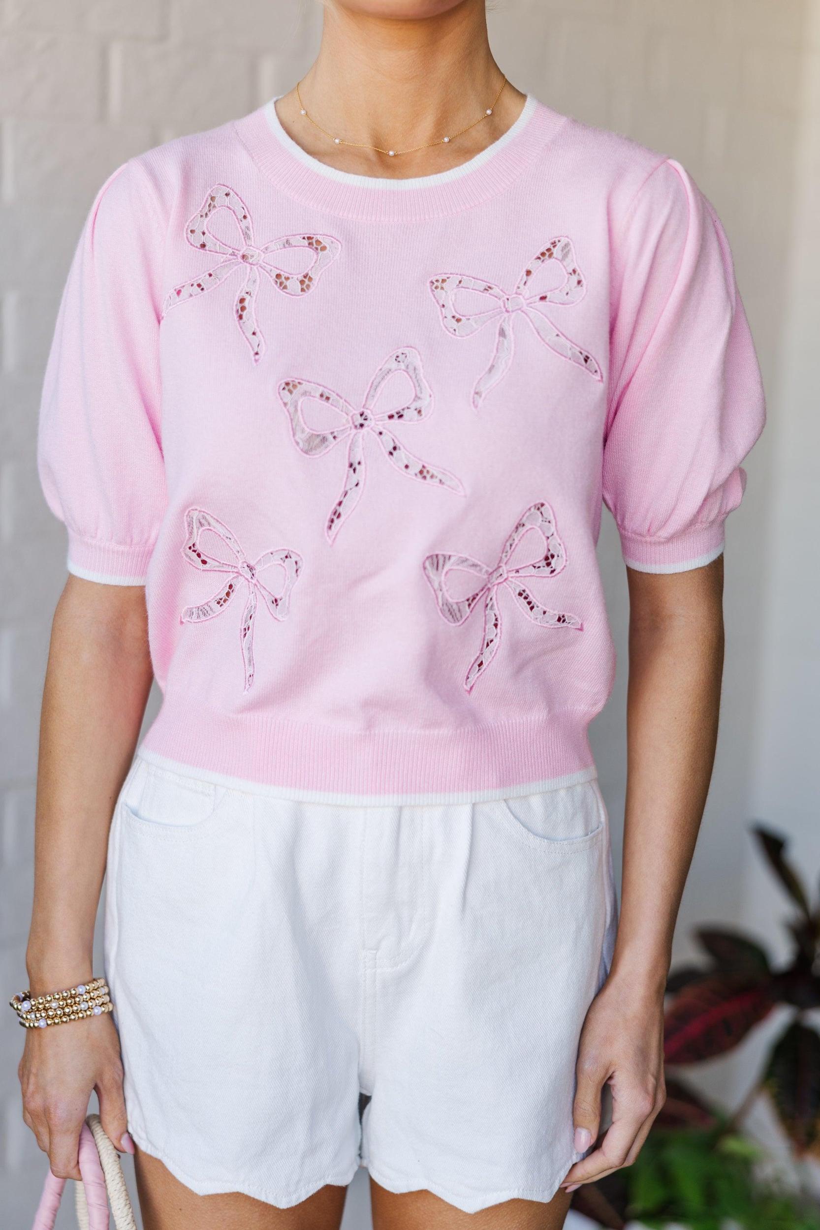 The Dreamlet Pink Short Sleeve Blouse Female Product Image