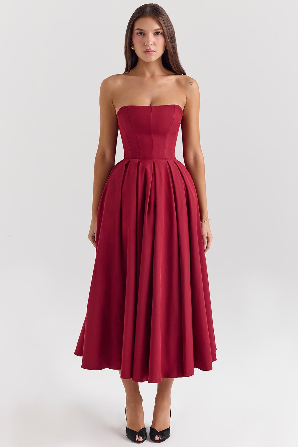 Pandora  berry strapless detachable bow midi dress Product Image