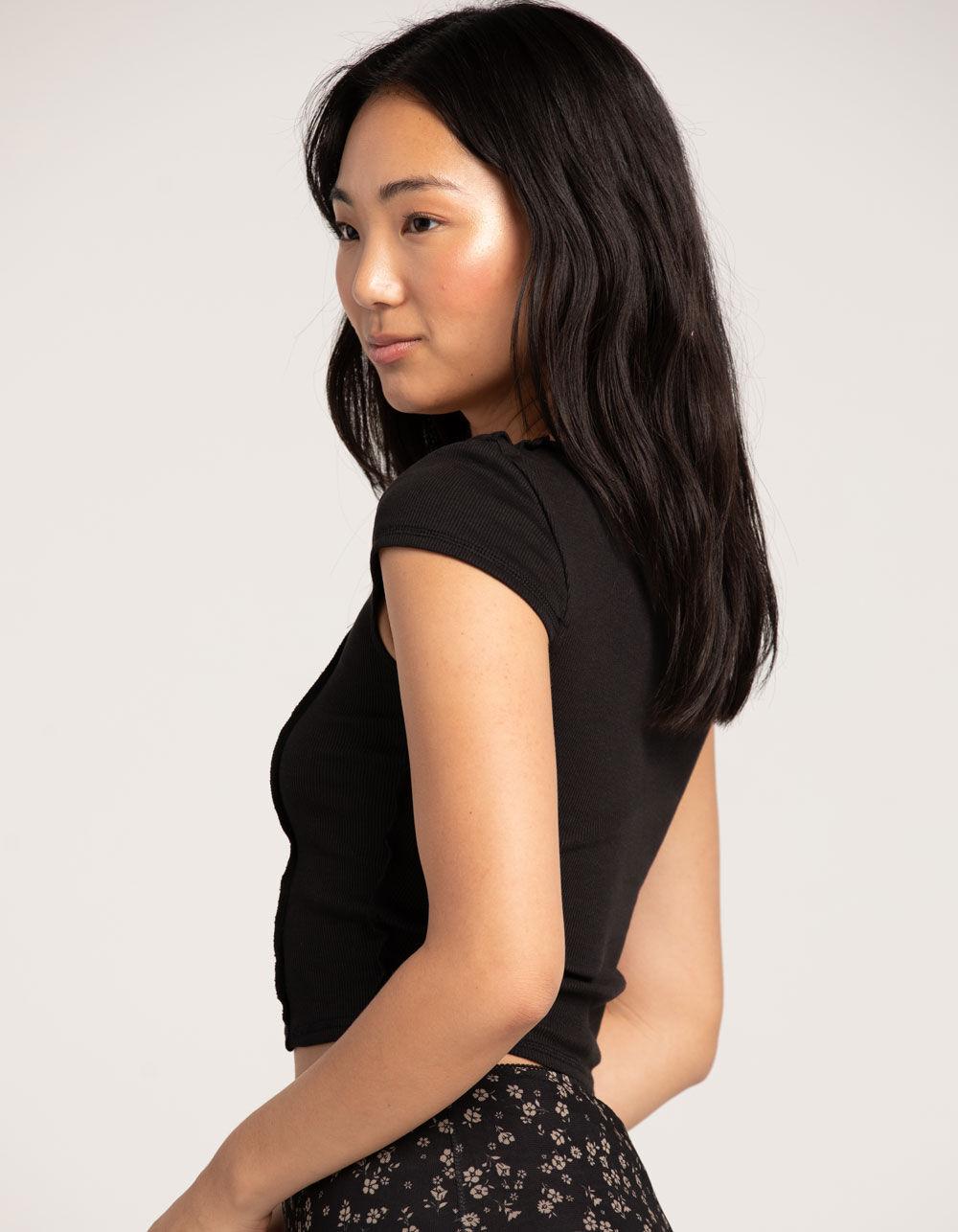 FULL TILT Square Neck Seamed Womens Tee - BLACK Product Image