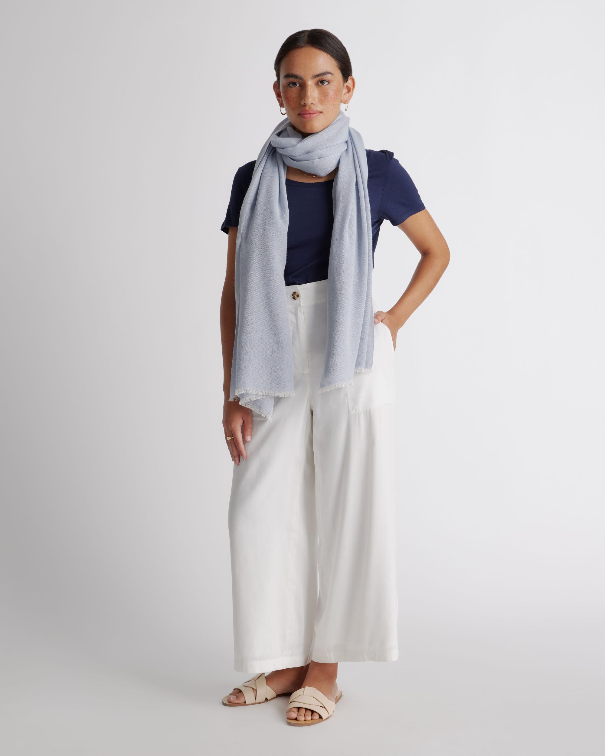 Quince | Women's Featherweight Cashmere Silk Frayed Edge Scarf Product Image