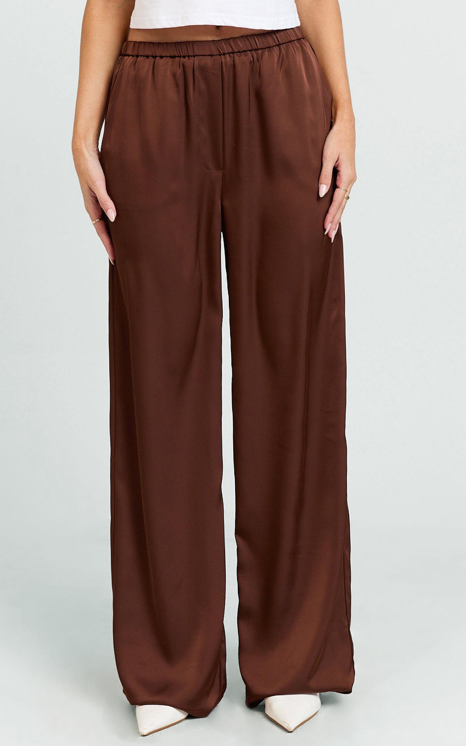 Gloria Pants - Low Rise Straight Leg Pants in Chocolate Product Image