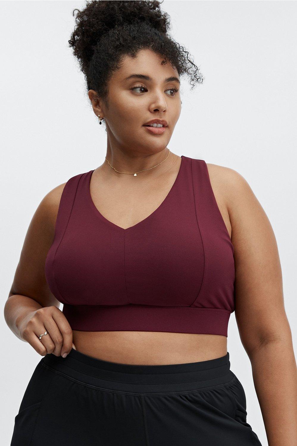 Fabletics On-The-Go Midi Medium Impact Sports Bra Womens red plus Size 2X Product Image