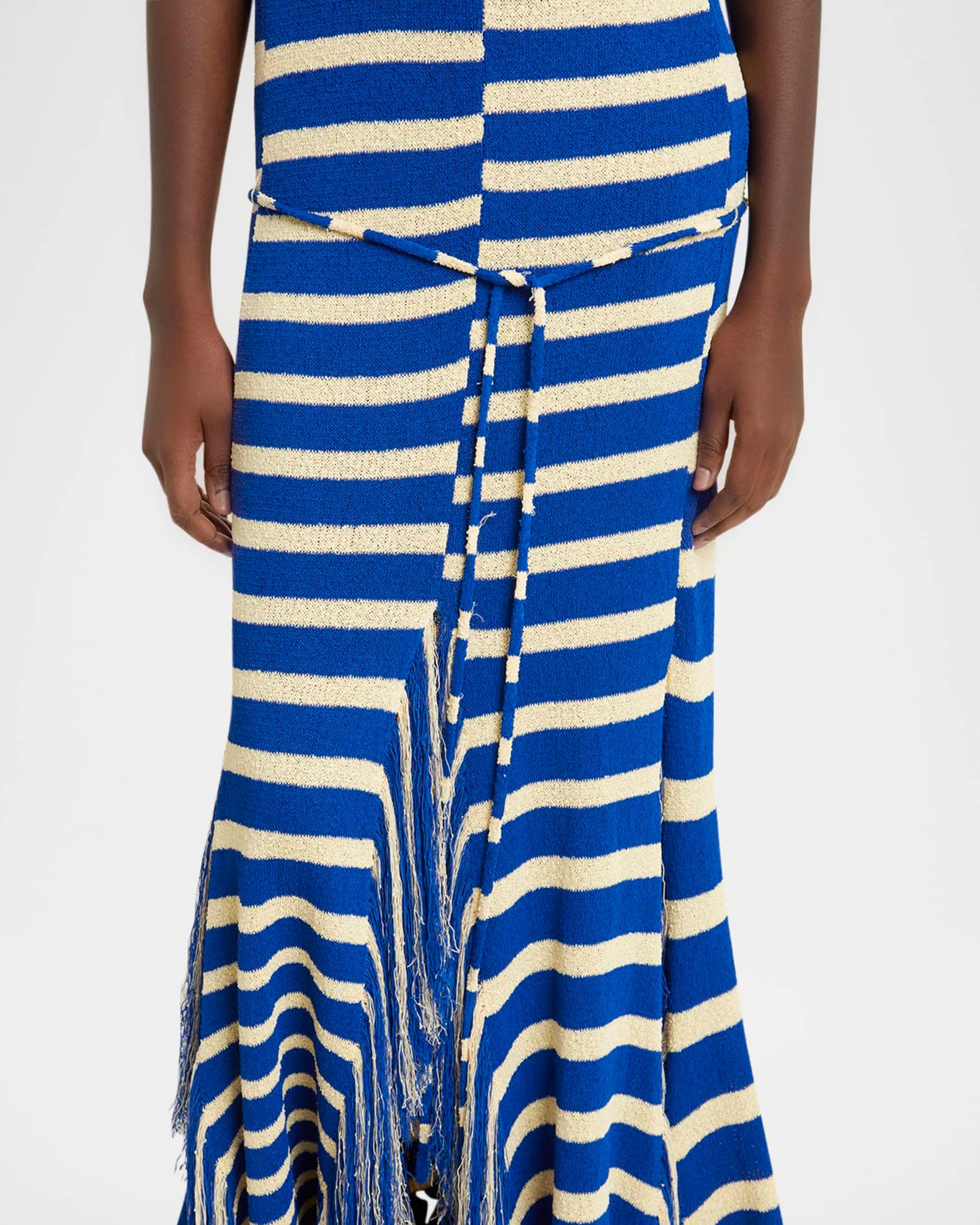 Yves Stripe Fringed Knit Dress Product Image