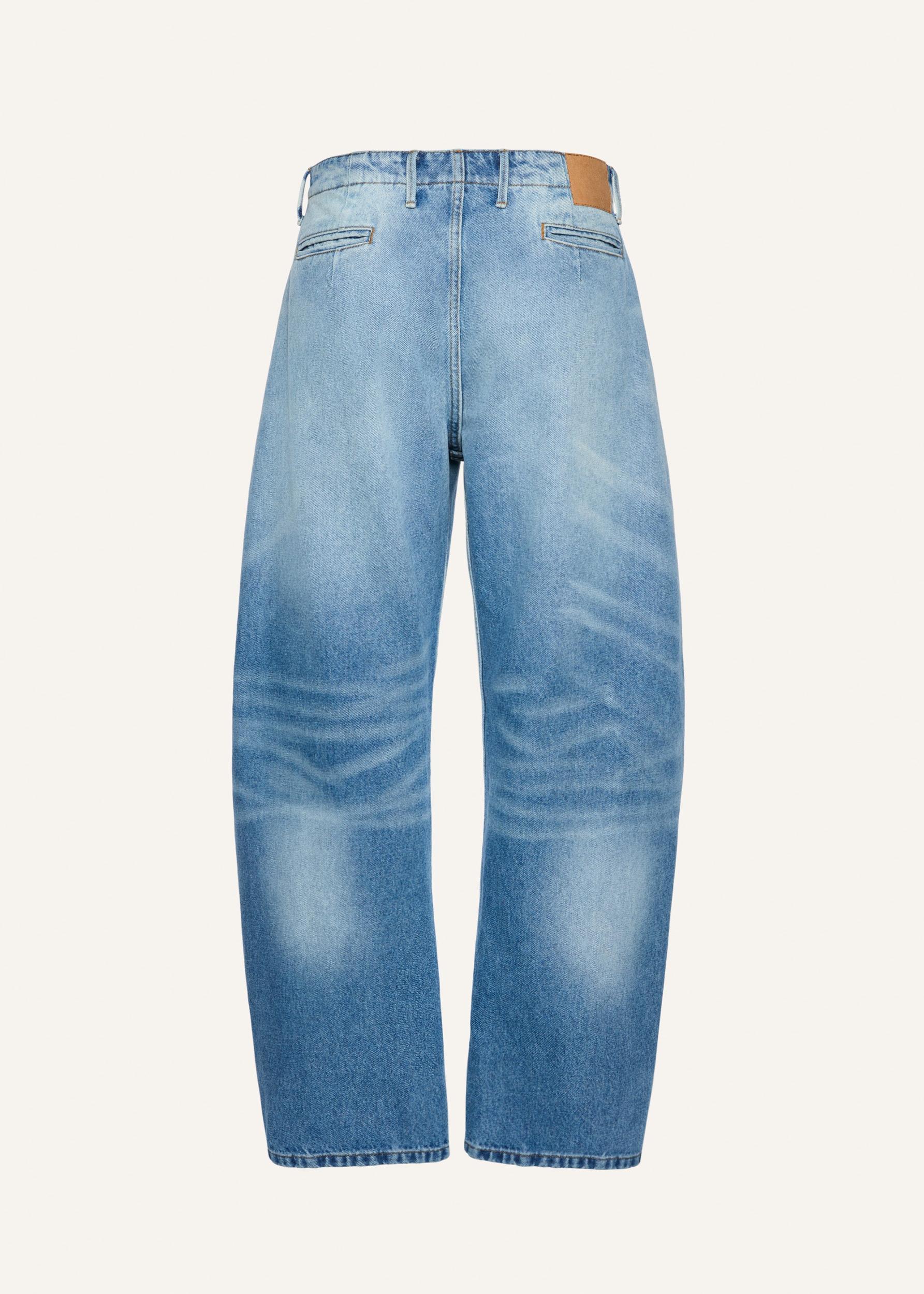 Wide-leg faded denim trousers in light blue Product Image