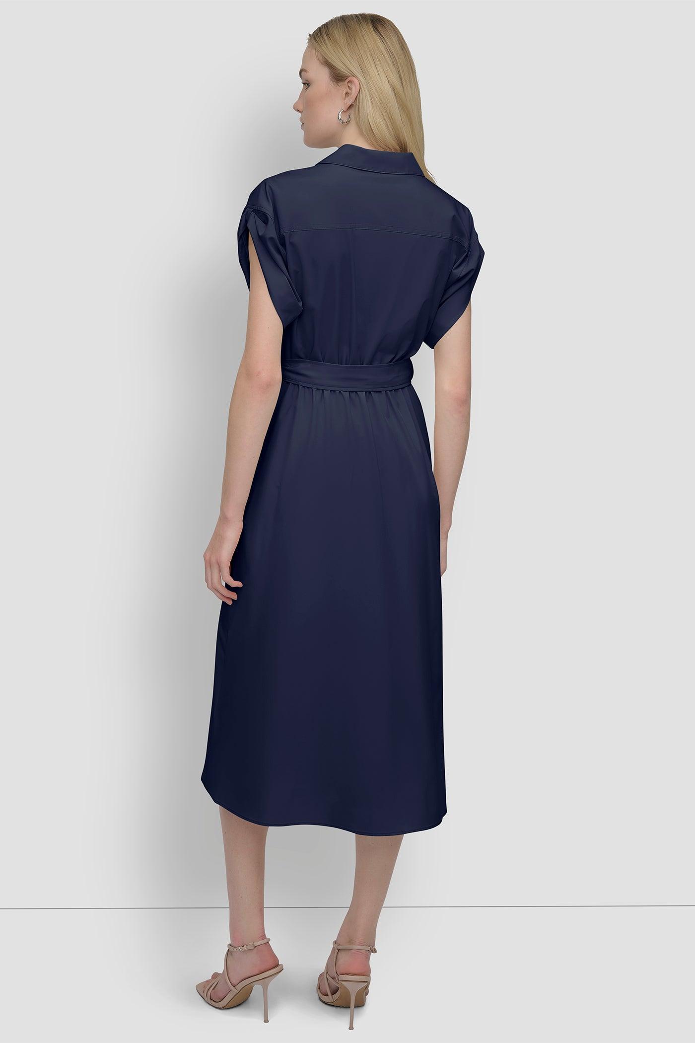 BUTTON-FRONT MIDI COMMUTER DRESS Product Image