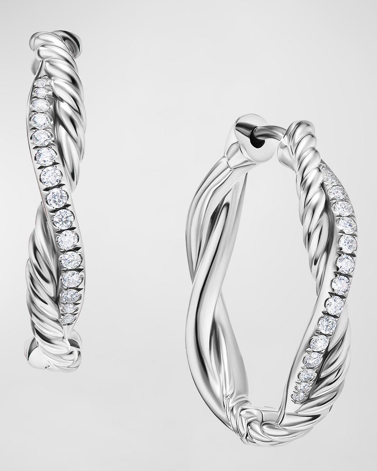 David Yurman Sterling Infinity Diamond Twist Small Hoop Earrings Product Image