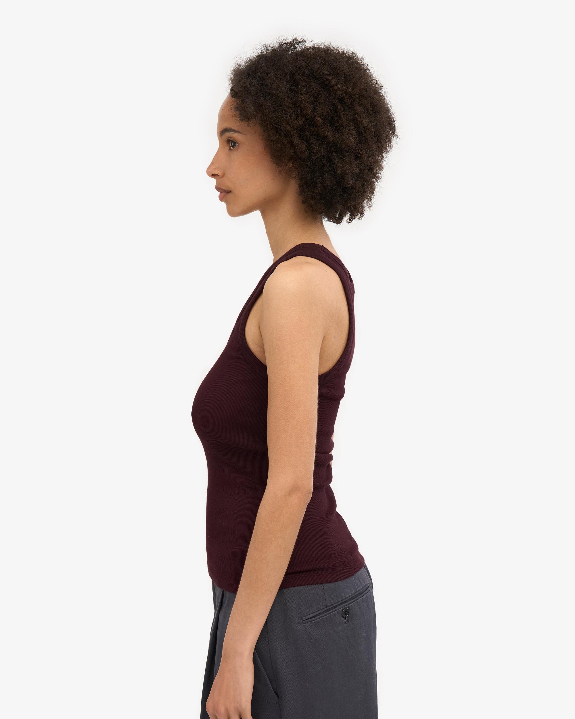 Women Organic Rib Tank Top - Coffee Brown Product Image