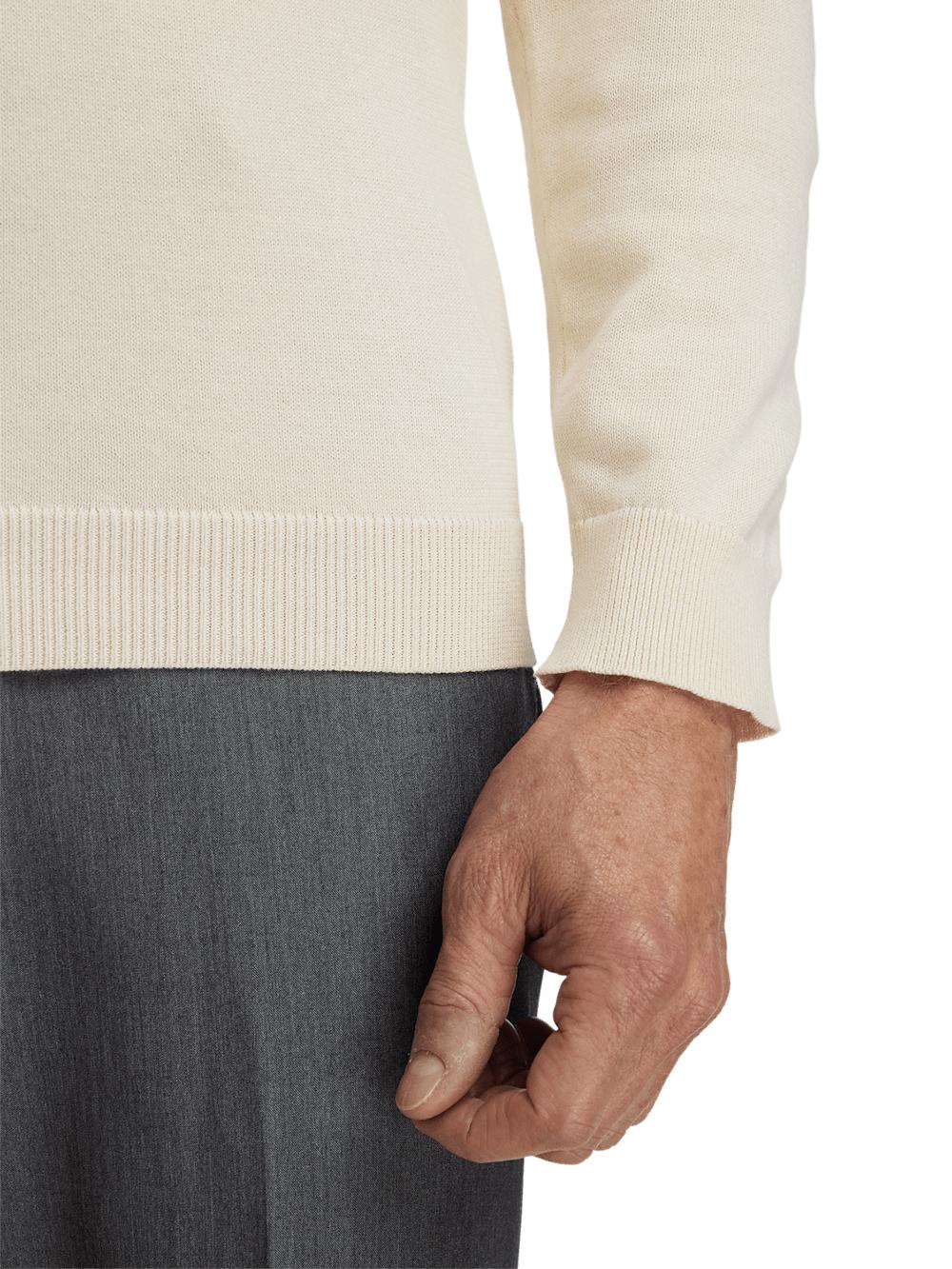 Supima Cotton Quarter Zip Mock Neck Sweater - Ivory Product Image