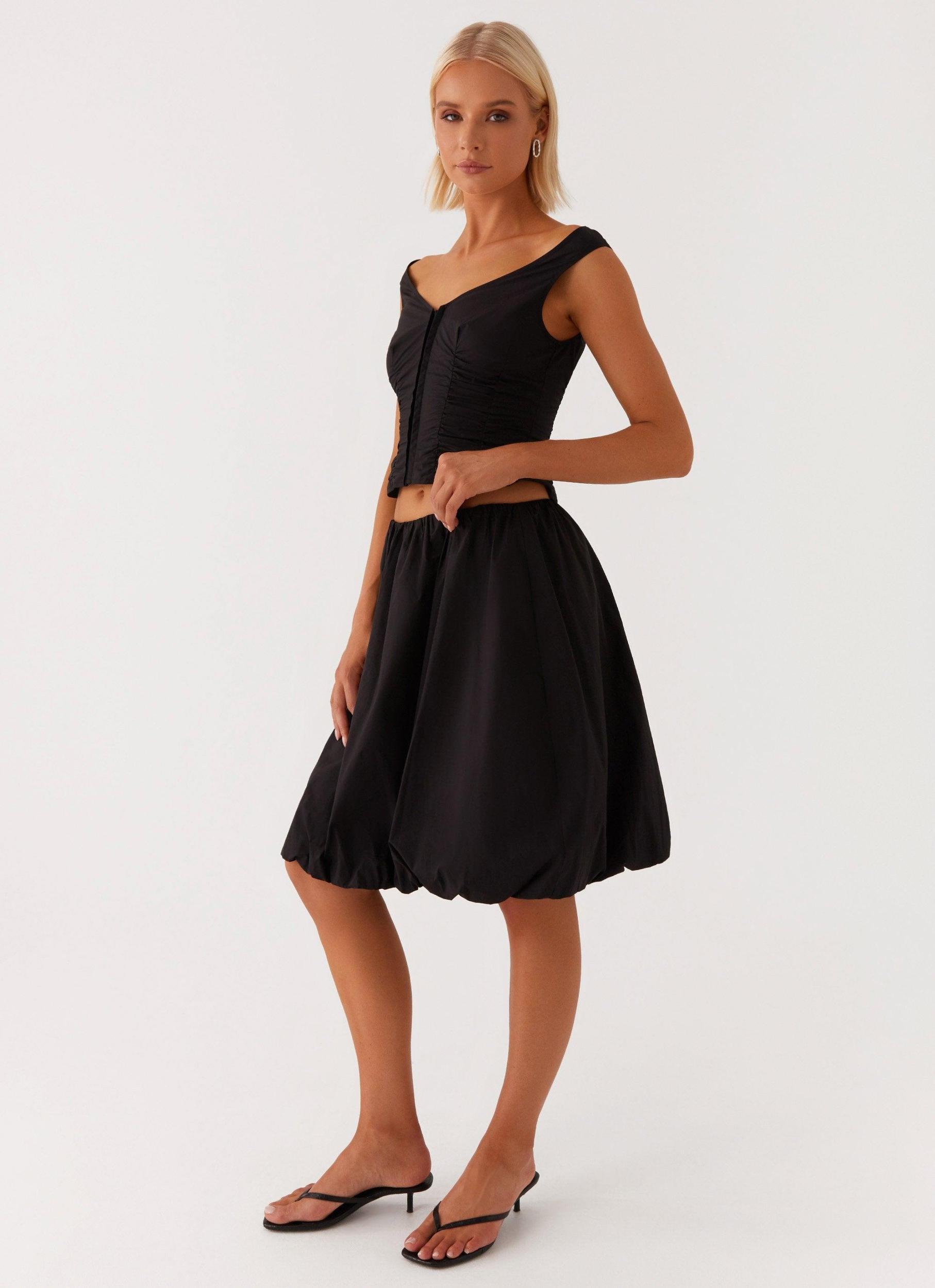 Make Way Bubble Midi Skirt - Black Product Image