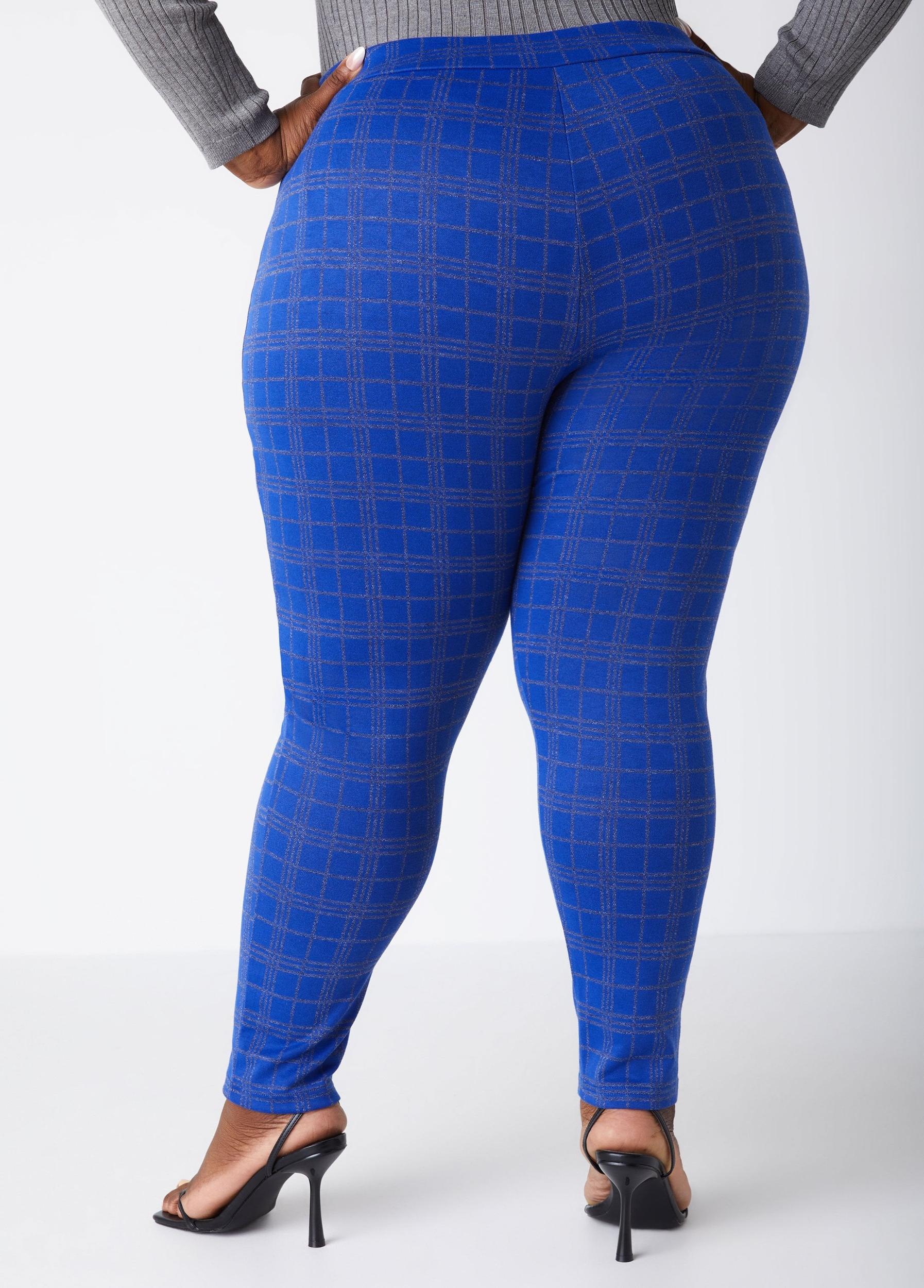 High Rise Plaid Knitted Leggings Product Image