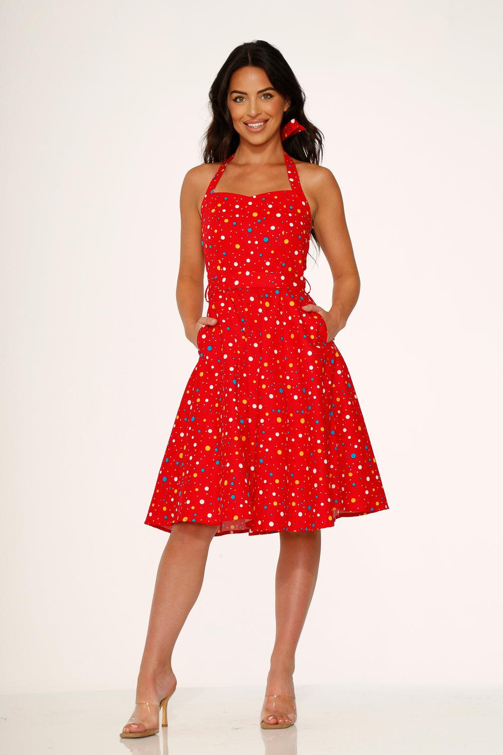 Red Candy Halter Swing Dress Product Image