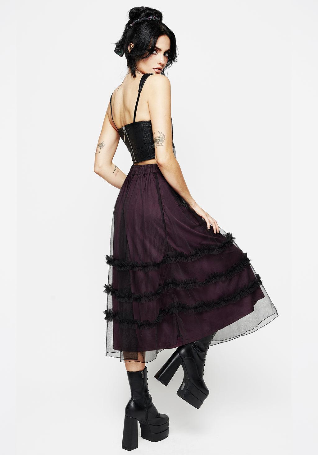 Wanderer Contrast Lining Tiered Midi Skirt Product Image