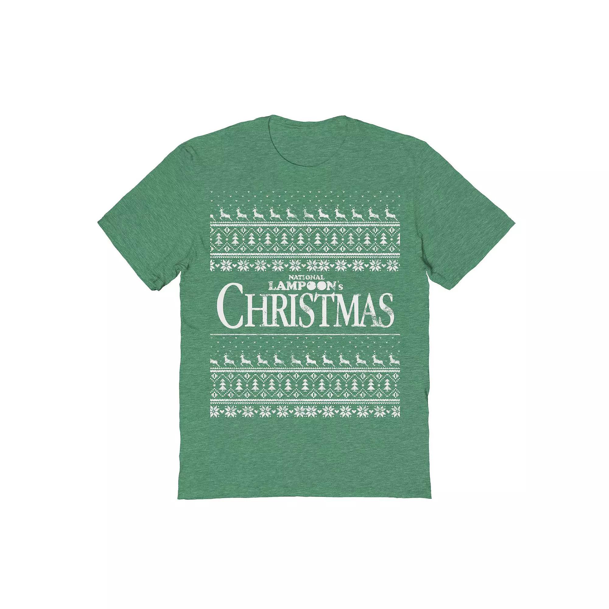 Men's Ugly Sweater Christmas National Lampoon's Christmas Vacation Graphic Tee, Size: XXL, Grey Irish Green Product Image