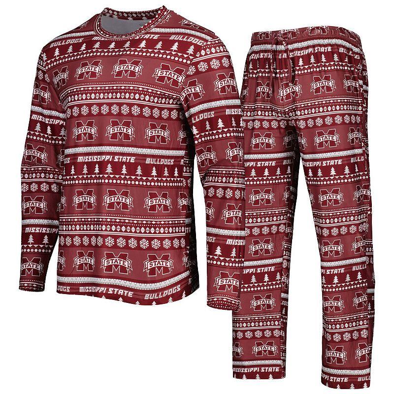 Men's Concepts Sport Maroon Mississippi State Bulldogs Swivel Long Sleeve T-Shirt & Pants Sleep Set, Size: 3XL, Mst Red Product Image