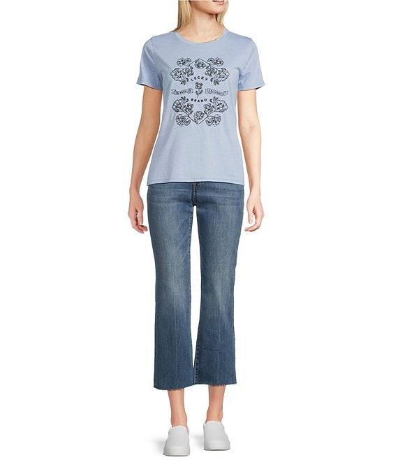 Lucky Brand Crew Neck Short Sleeve Floral Graphic Top Product Image