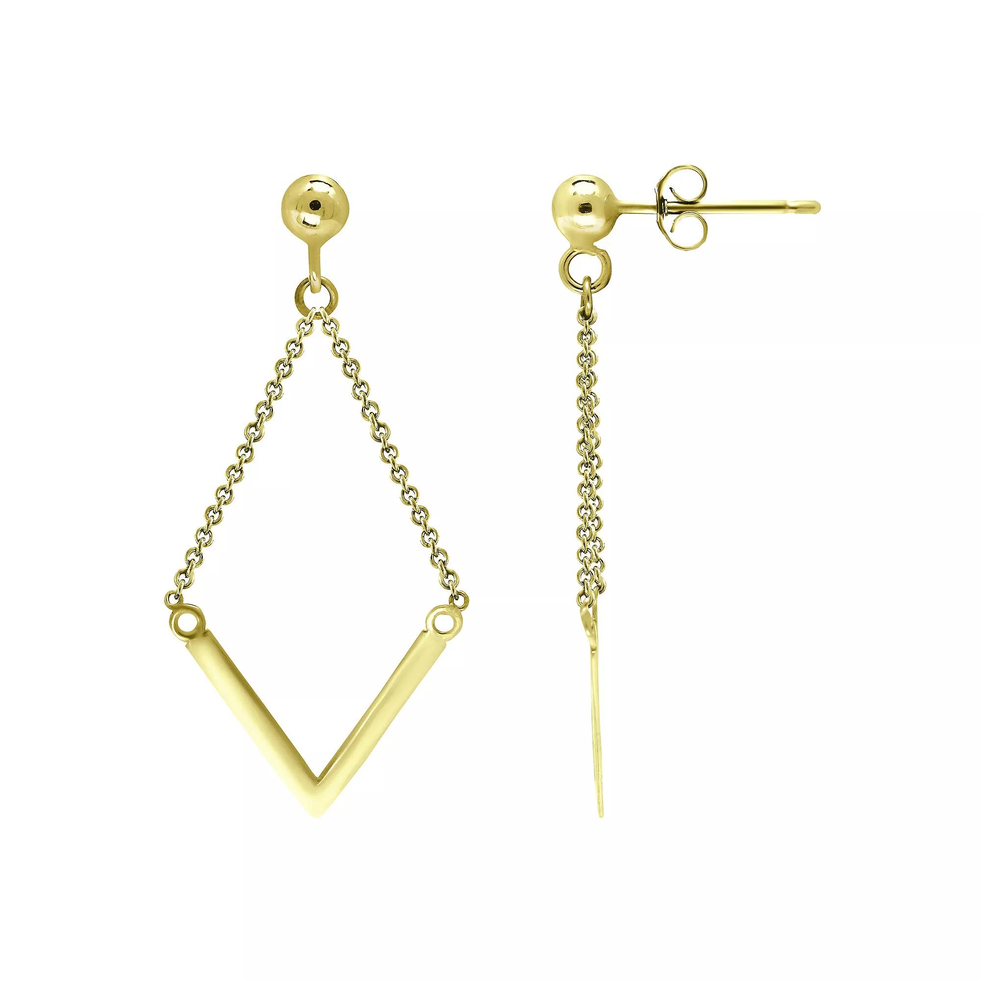 Aleure Precioso Sterling Silver Chain with "V" Drop Earrings, Women's, Silver Tone Product Image