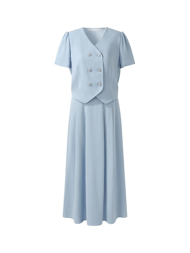 Acetate Crop Jacket And A-Line Skirt Two-Piece Set Product Image