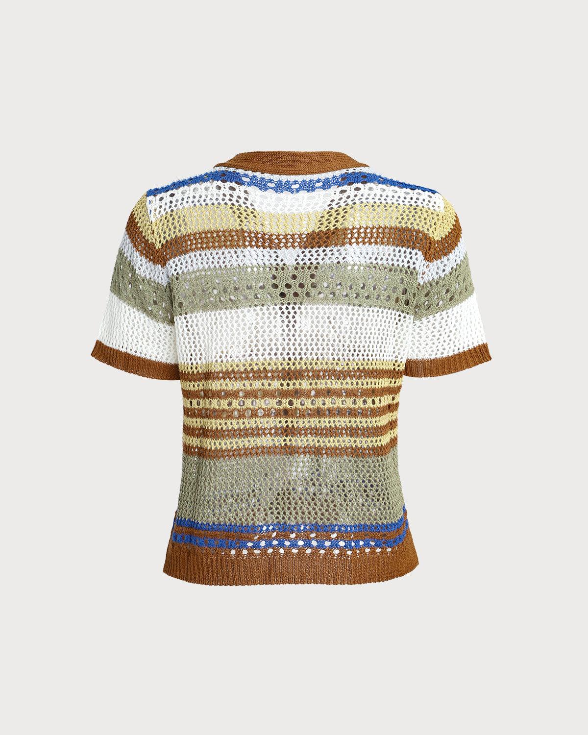 Striped V Neck Cardigan Product Image