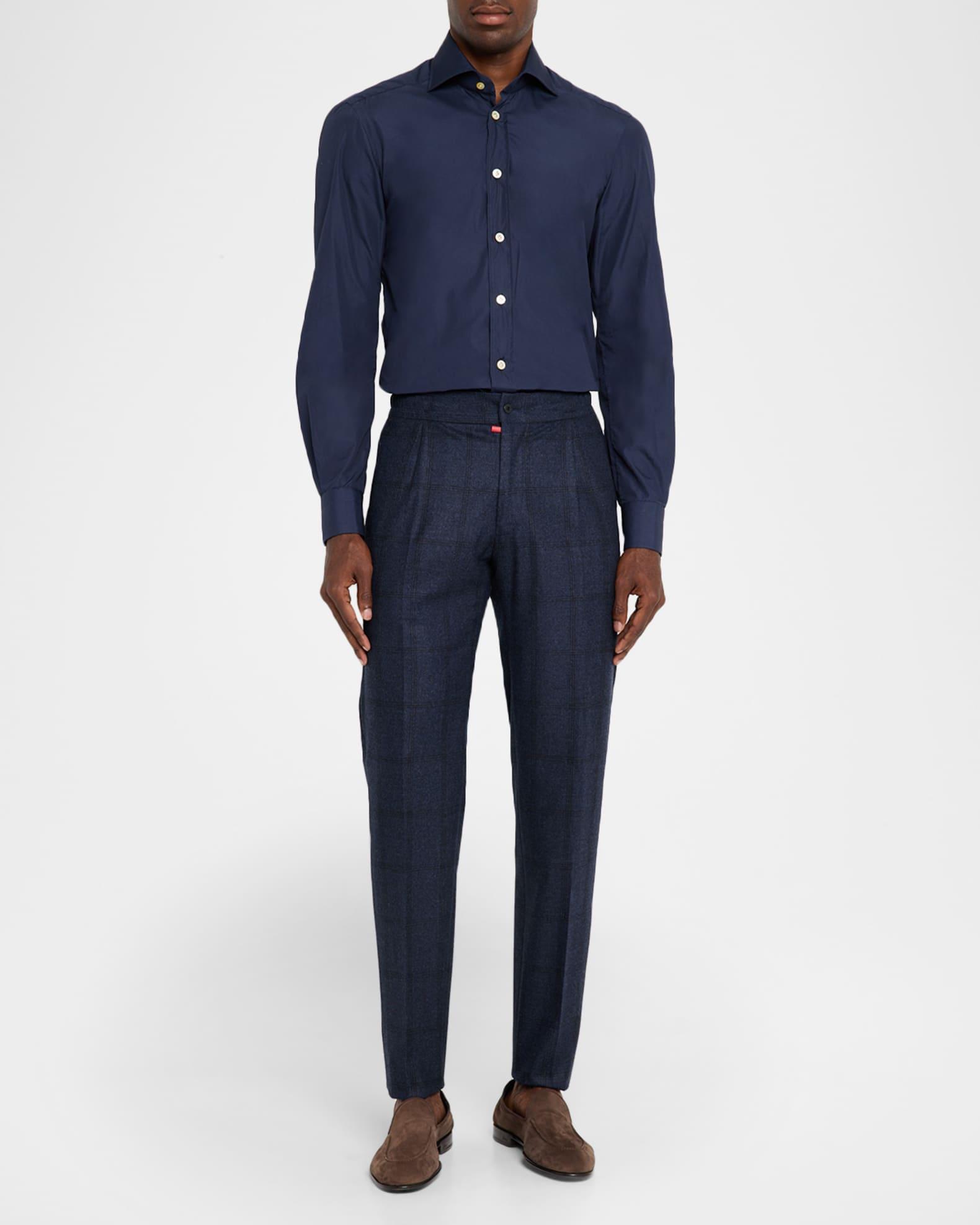 Men's Windowpane Pleated Stretch Pants Product Image