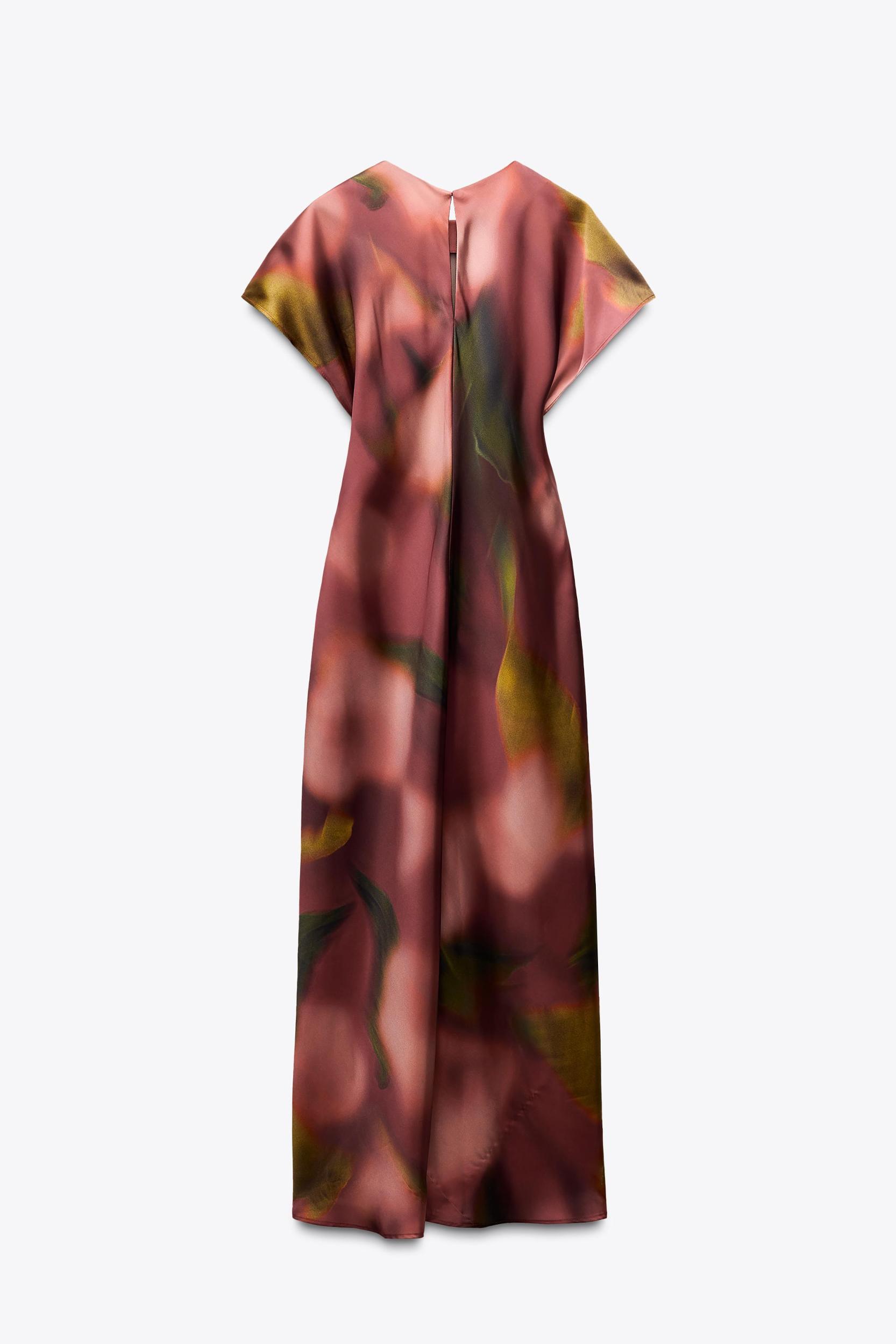 PRINTED SATIN EFFECT MIDI DRESS Product Image