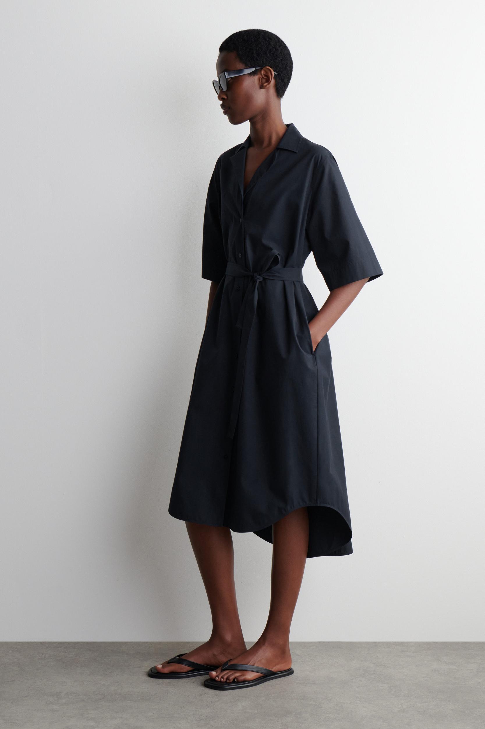 BELTED SHORT-SLEEVED MIDI SHIRT DRESS Product Image