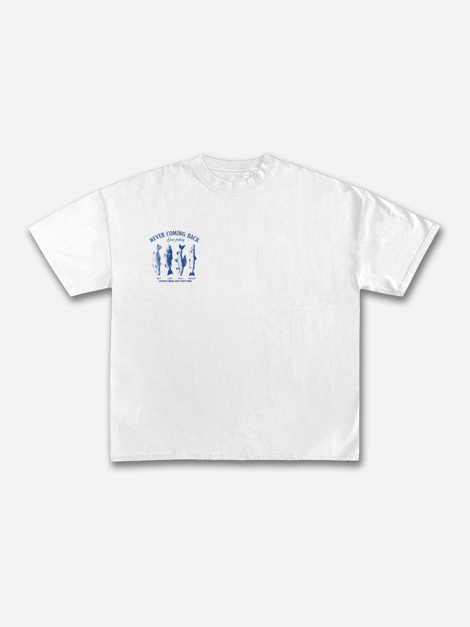 Vacation Wear Guide Vintage Sea Fishing Graphic Cotton T-shirt Product Image