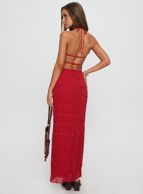 Klarissa Halter Maxi Dress Red Product Image