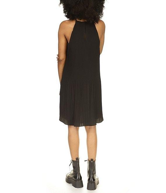 Michael Kors Pleated Halter Neckline Sleeveless Dress Product Image