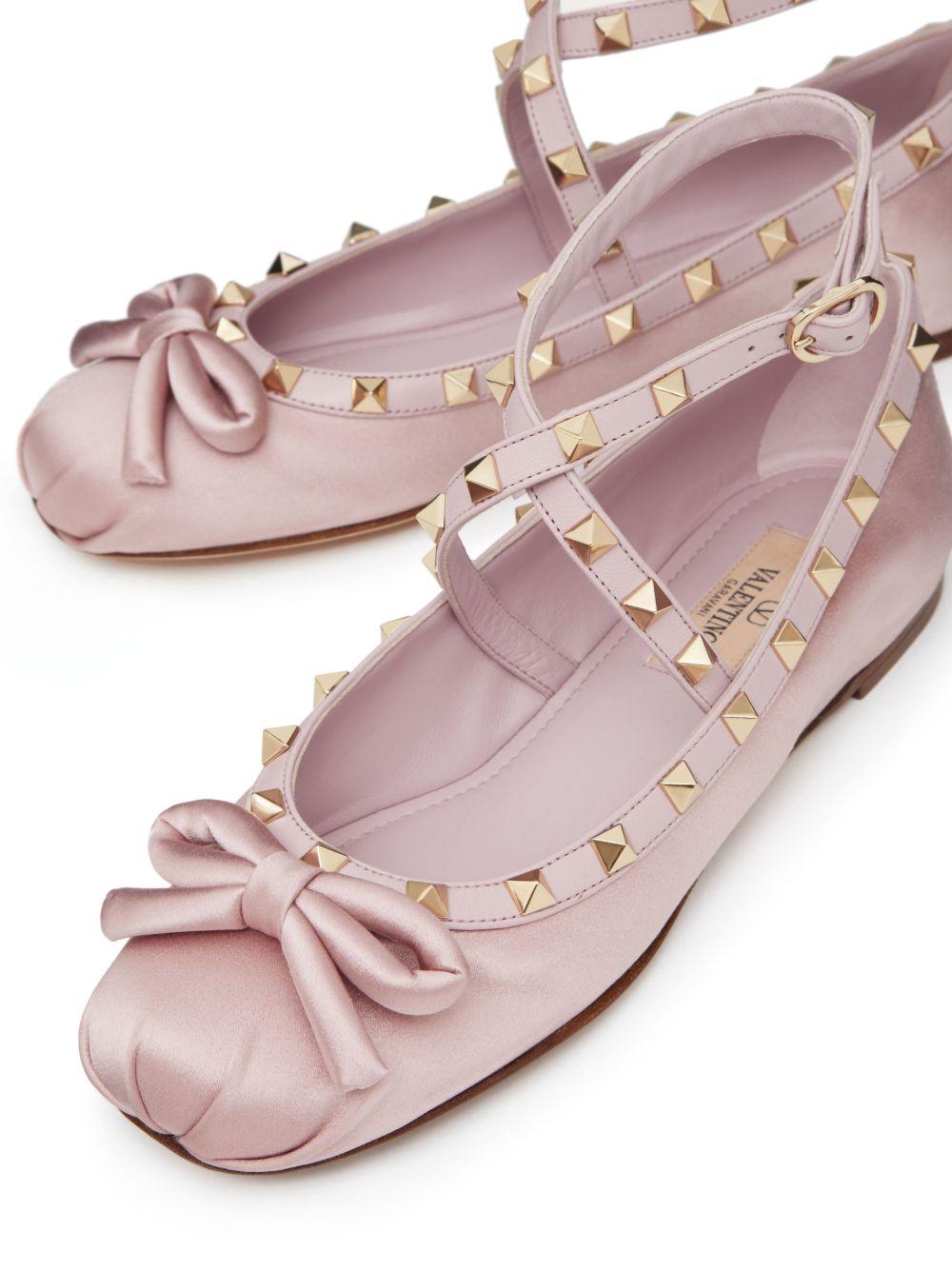 Rockstud satin ballerina shoes Product Image