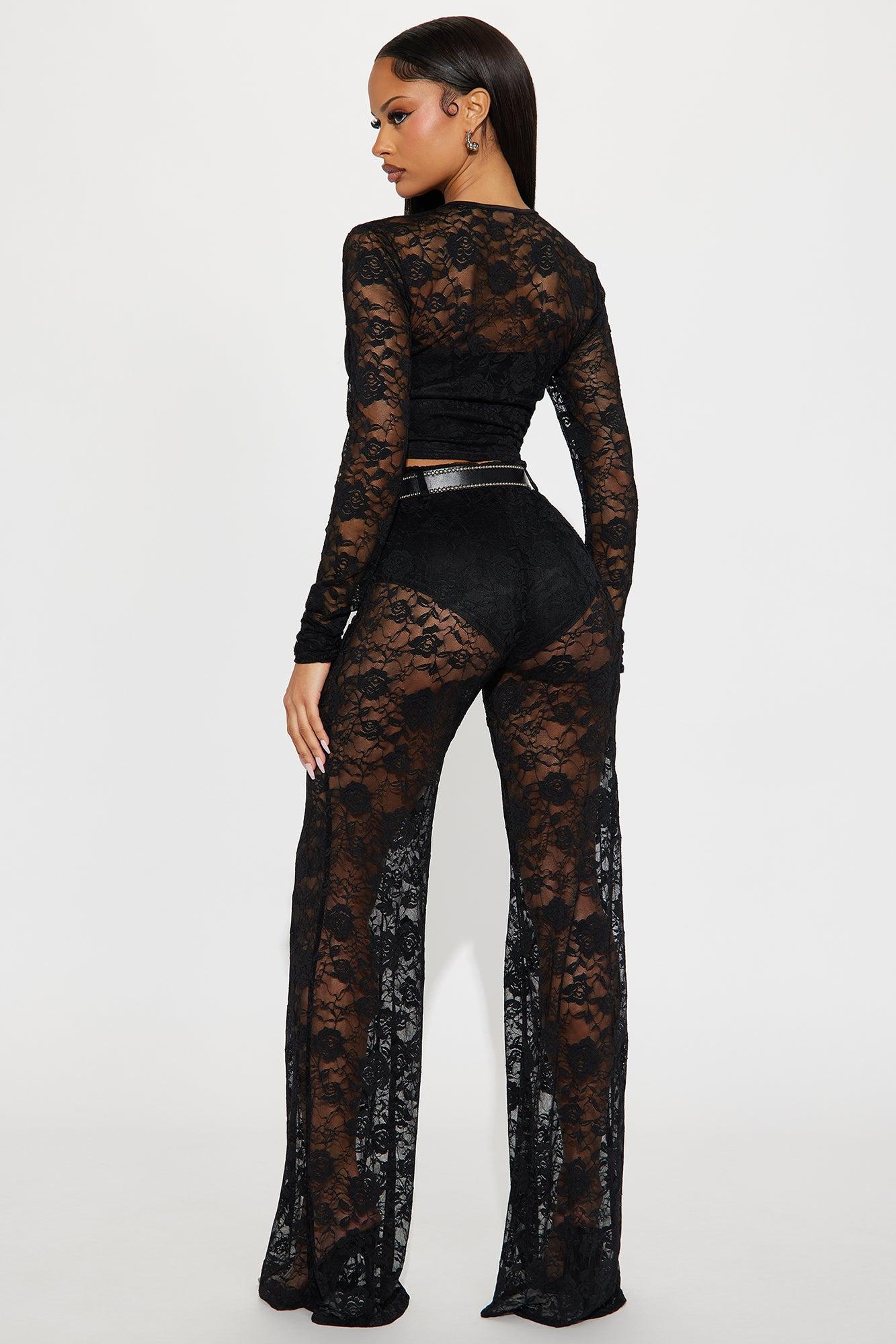 Midnight Rodeo Lace 3 Piece Pant Set - Black Female Product Image
