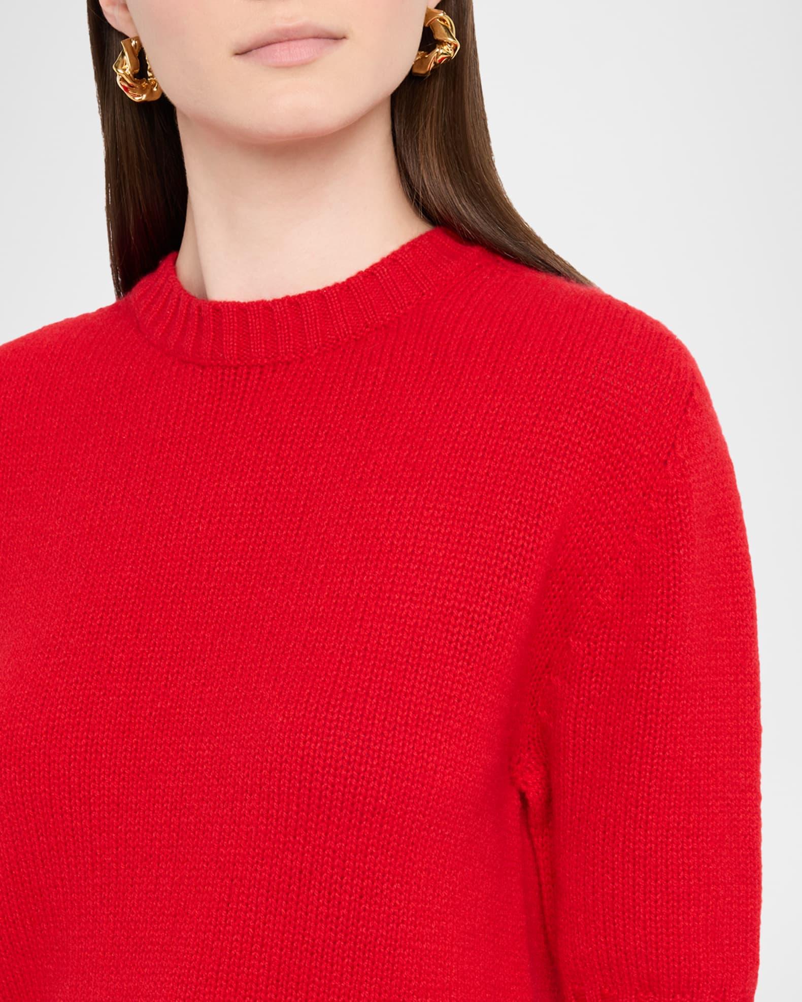 Elbow-Sleeve Crewneck Cashmere Sweater Product Image