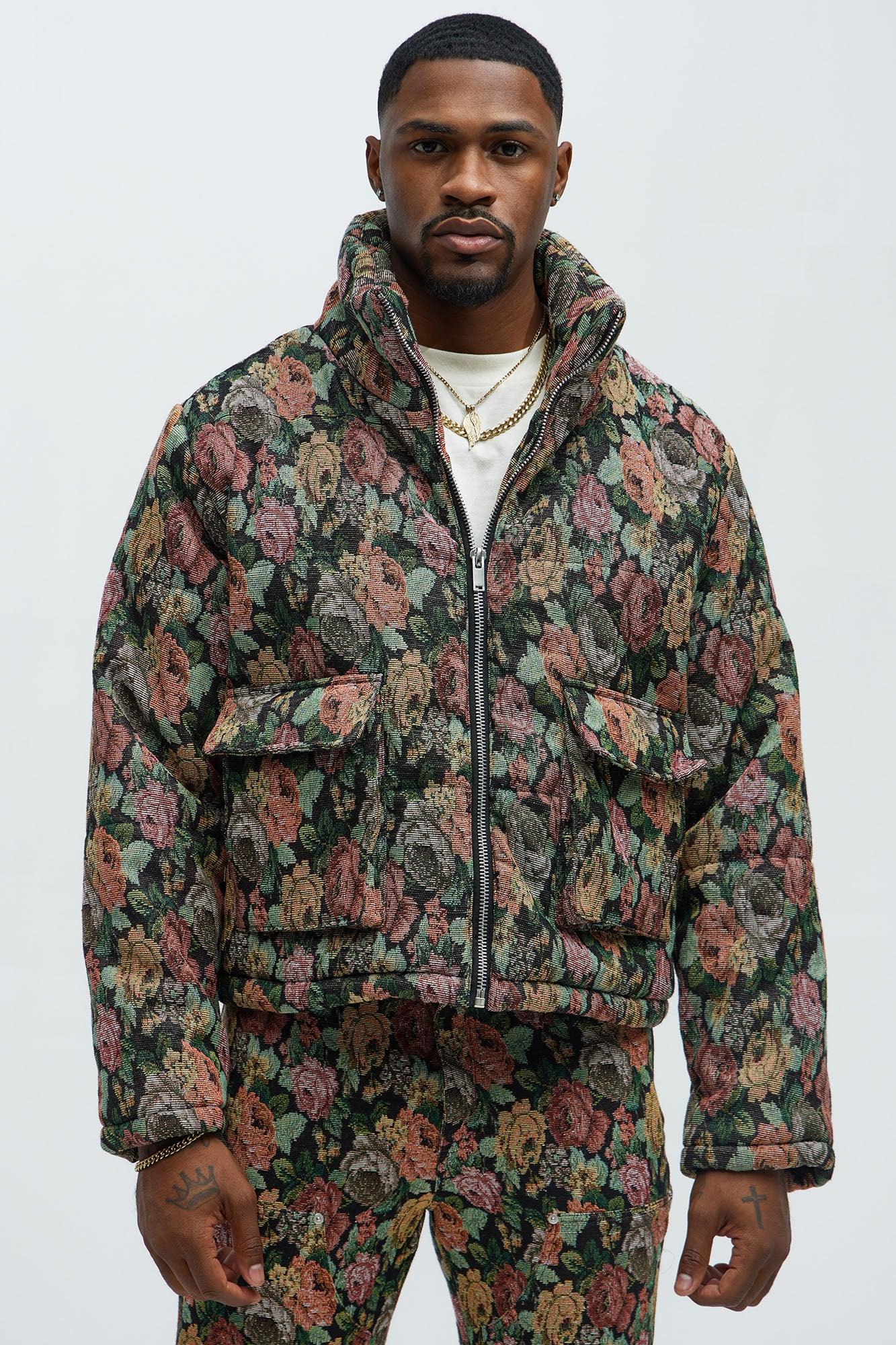 Bellevue Light Weight Cropped Tapestry Puffer - Black/combo Product Image