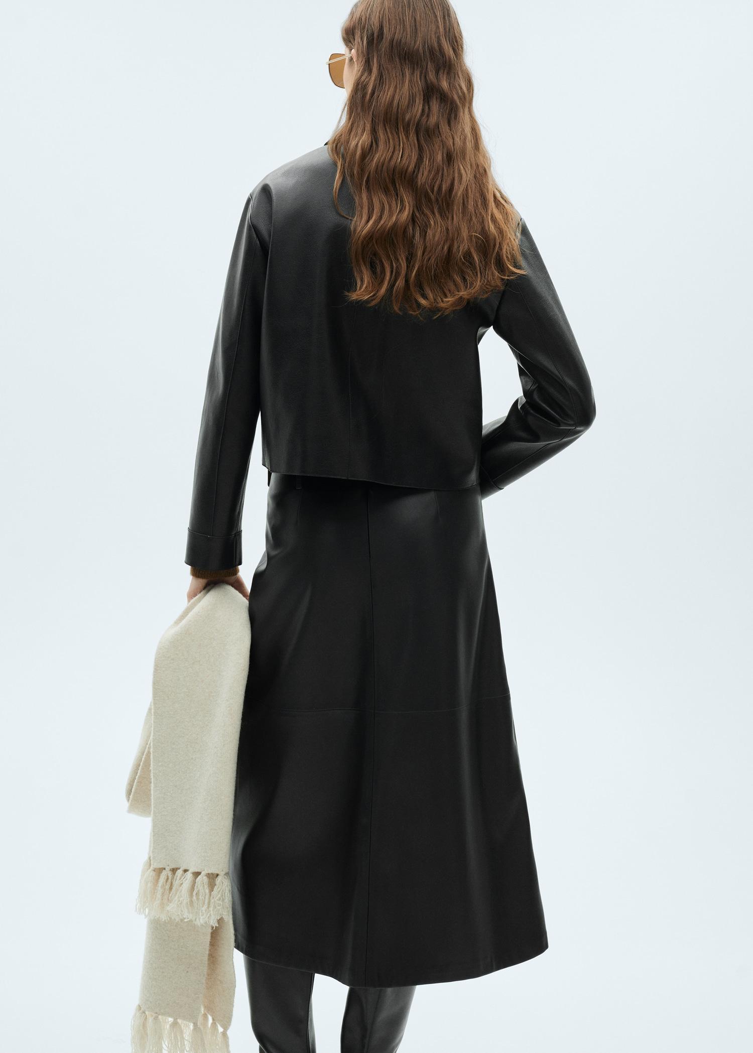 Leather-effect jacket with pockets - Women | MANGO USA Product Image