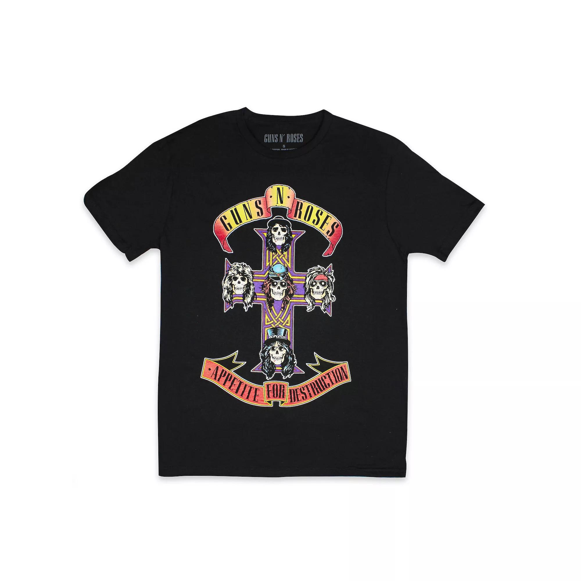 Men's Guns 'N Roses Appetite For Destruction Cross Cover Crewneck Graphic Tee, Size: Small, Black Product Image