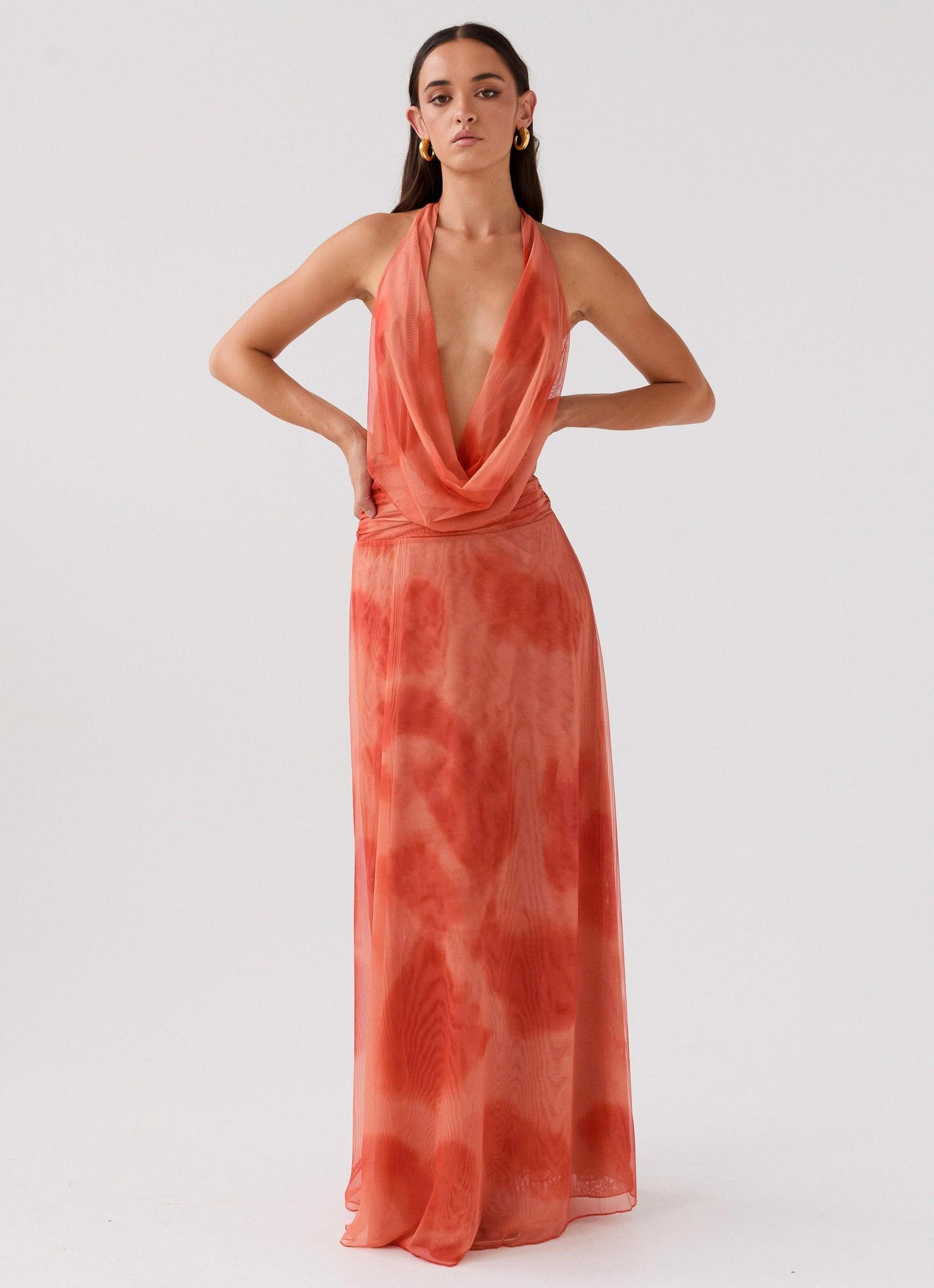 Elysia Chiffon Maxi Dress - Fiery Fusion Product Image