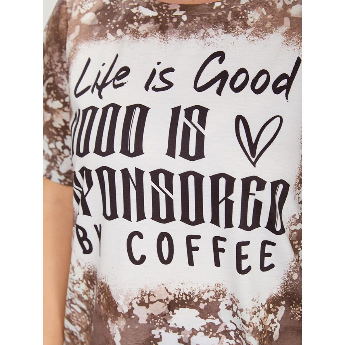 Plus Size Letter Print Contrast Tie Dye Round Neck T-shirt Multicolor Women Casual Printed Letter Dailywear T-shirts BloomChic 14-16/1X Product Image